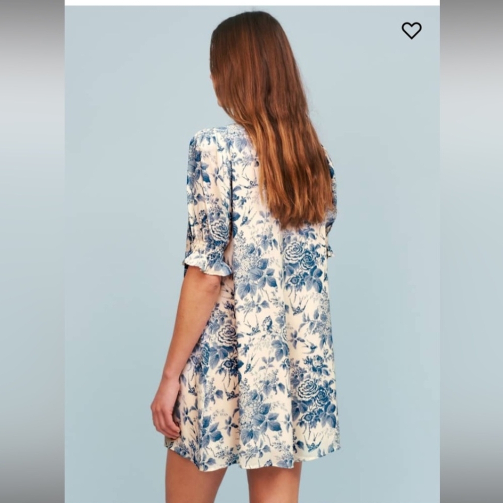 NWT REFORMATION COnrad Pompadour Floral Blue and White Dress 4 - Picture 3 of 8